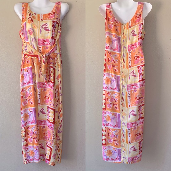 Hilo Hattie Tropical Hawaiian Floral Print Tie Front Resortwear Dress Size 12 - Picture 1 of 7